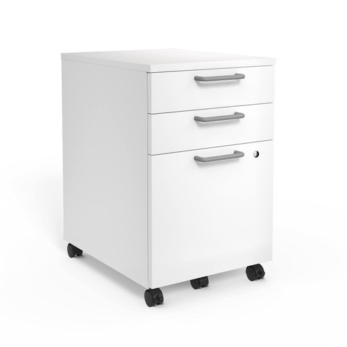 ( 2 pack) Mobile Pedestal File Cabinet, 3-Drawer, White, Wheels