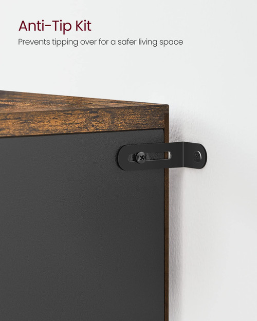Lateral File Cabinet, Home Office Printer Stand, 2-Drawer Filing Cabinet, with Anti-tip Interlocking Mechanism, for A4, Letter-Size, Legal-Size Hanging Files, Rustic Brown and Ink Black