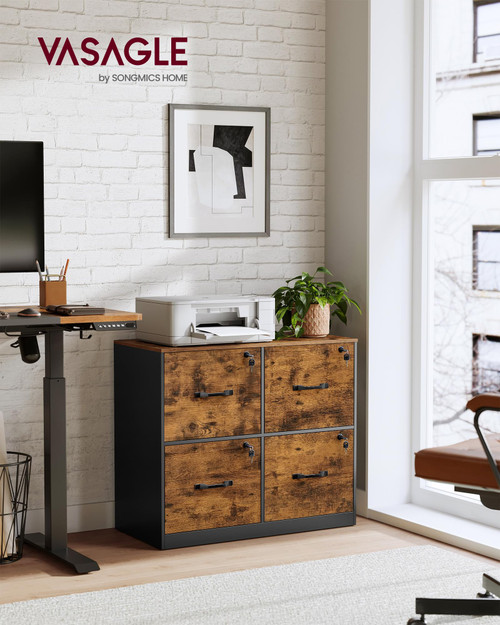 4-Drawer Lateral File Cabinet, Compact, Locking, Printer Stand
