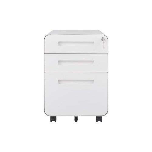 3 Drawer File Cabinet for Home Office, Under Desk Mobile Filing Cabinet with Lock for A4/Letter/Legal Size, 5 Wheel Anti-tilt Rolling File Cabinets, Fully Assembled