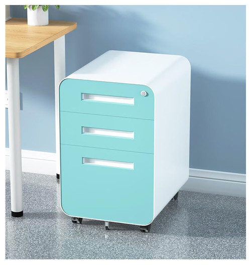 3 Drawer File Cabinet for Home Office, Under Desk Mobile Filing Cabinet with Lock for A4/Letter/Legal Size, 5 Wheel Anti-tilt Rolling File Cabinets, Fully Assembled