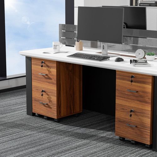 2-Drawer Rolling File Cabinet with Lock, Wood Mobile File Organization for Hanging Letter Size Filings Under Desk Filing Cabinets for Home Office, Assembly Required, Classic Walnut, 26.5" H