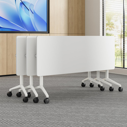 Conference Room Table 1 Pack, Modern Folding Training Tables with Flip Top, Mobile Table with Four Locking Wheels, Executive Desk for Meeting Room, Office, Classroom 59.06”x23.62”x29.53”