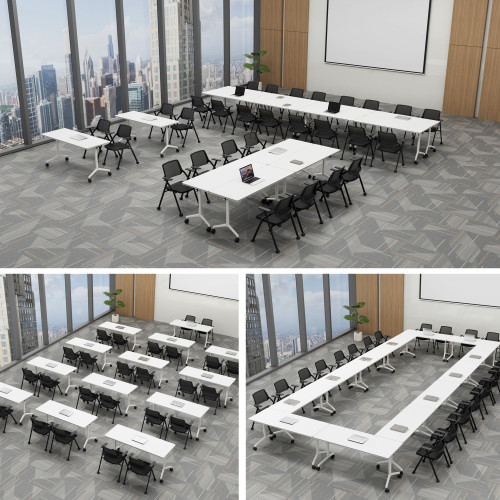 Conference Room Table 1 Pack, Modern Folding Training Tables with Flip Top, Mobile Table with Four Locking Wheels, Executive Desk for Meeting Room, Office, Classroom 59.06”x23.62”x29.53”