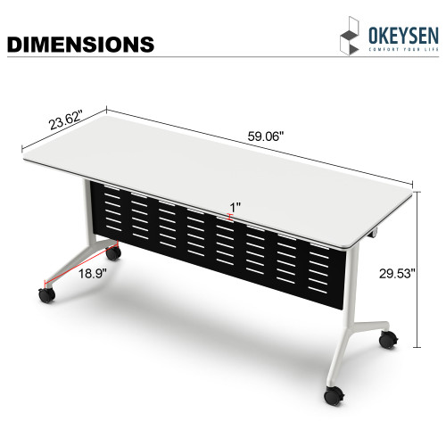 Conference Room Table 1 Pack with Privacy Barrier, Modern Folding Training Tables with Flip Top, Mobile Table with Four Locking Wheels, Executive Desk for Meeting Room, Office, Classroom