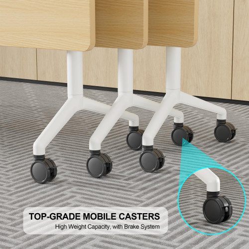 Conference Room Table 1 Pack, Modern Folding Training Tables with Flip Top, Mobile Table with Four Locking Wheels, Executive Desk for Meeting Room, Office, Classroom（Wood Tone）