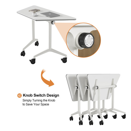 Modern Modular Folding Conference Table, 1 Pack Flip Top Training Desk with Wheels, Mobile Meeting Room Table for Office, Classroom, or Executive Space