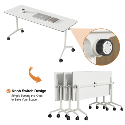 Conference Room Table 4 Pack, Modern Folding Training Tables with Flip Top, Mobile Table with Four Locking Wheels, Executive Desk for Meeting Room, Office, Classroom 59.06”x23.62”x29.53”