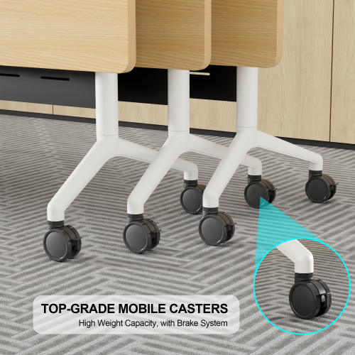 Conference Room Table 4 Pack with Privacy Barrier, Modern Folding Training Tables with Flip Top, Mobile Table with Four Locking Wheels, Executive Desk for Meeting Room, Office, Classroom