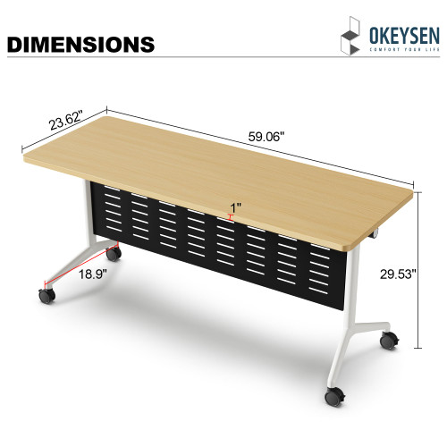 Conference Room Table 8 Pack with Privacy Barrier, Modern Folding Training Tables with Flip Top, Mobile Table with Four Locking Wheels, Executive Desk for Meeting Room, Office, Classroom