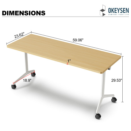 Conference Room Table 10 Pack, Modern Folding Training Tables with Flip Top, Mobile Table with Four Locking Wheels, Executive Desk for Meeting Room, Office, Classroom