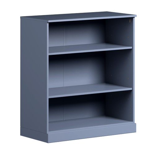 Solid Wood Bookcase - 3-Tier Bookshelf, 36" H x 32” W - Antique Blue, Modular Storage Display, Eco-Friendly Solid Wood, Made in Brazil