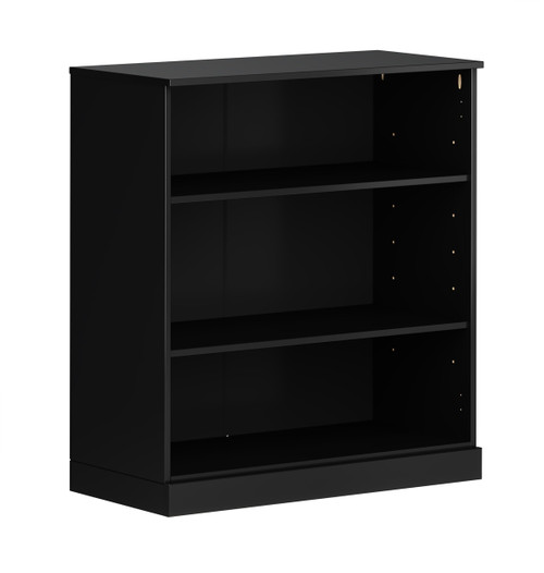 Solid Wood Bookshelf - 32” W x 36" H - 3 Shelf Bookcase - Black, Short Bookcase with Adjustable Shelves for Living Room Display Furniture, 100% Eco-Friendly Wood, Modular Cabinets
