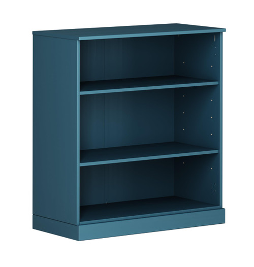 Solid Wood Bookcase - 3 Tier Floor Standing Bookshelf - 36" Short Storage Shelf, 32” W - Teal Blue, Display Furniture for Room, Renewable 100% Eco-Friendly Wood, Made in Brazil