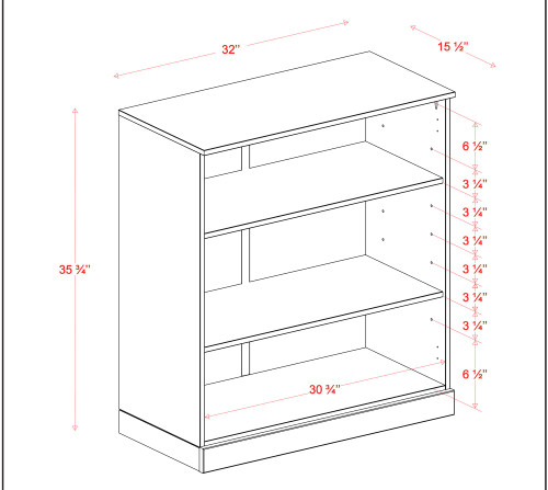 Solid Wood Bookcase - 3 Tier Floor Standing Bookshelf - 36" Short Storage Cabinet, 32” Wide - Yellow, Display Furniture for Living Space, 100% Eco-Friendly Wood, Made in Brazil