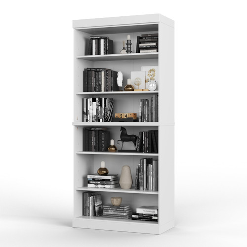 Solid Wood Bookcase - Stackable Modular 6 Tier Bookshelf - 71.5" Tall x 32" Wide - White Book Shelf, Open Display Shelf for Living Room, Office, 100% Eco-Friendly Wood, Made in Brazil