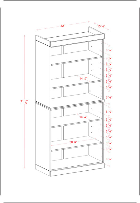 Solid Wood Bookcase - 6-Tier Floor Standing Bookshelf - 71.5" H x 32" W - Espresso, Tall Bookcase - 100% Eco-Friendly Wooden Storage Shelf for Living Room - Modular Cabinets