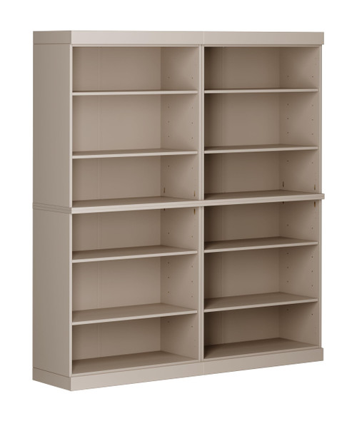 12-Shelf Solid Wood Bookcase - 64" Wide Wooden Bookshelf - Beige Modular Cabinets with Adjustable Shelves - 71.5" Tall Bookcases for Living Room - 100% Eco-Friendly Wood