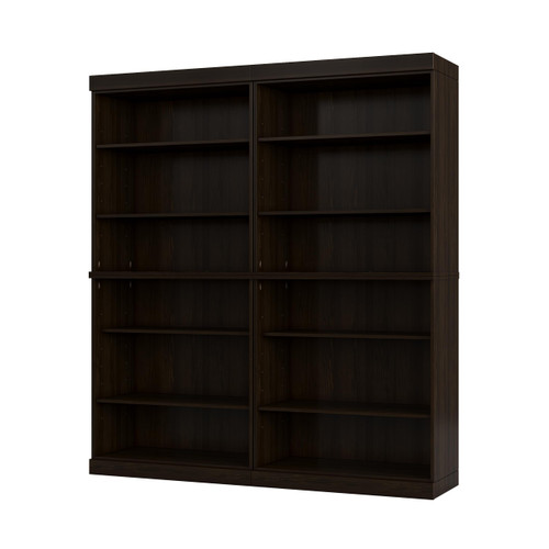 Solid Wood Bookcase - 64" Wide Wooden Book Shelf - 12-Tier Espresso Bookshelf, Modular Cabinets with Adjustable Shelves - 71.5" Tall Bookcases for Living Room - 100% Eco-Friendly Wood