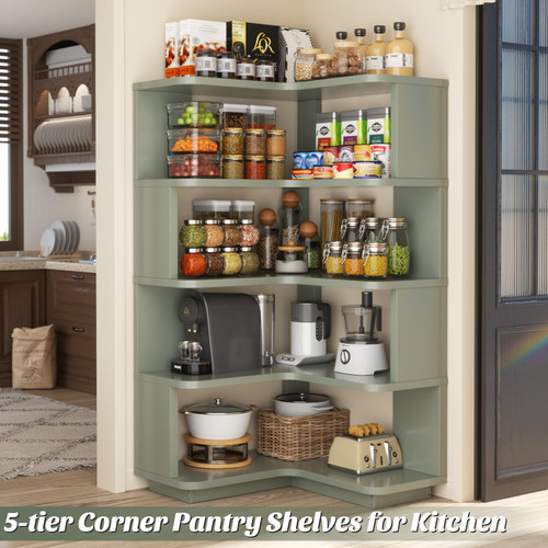 Corner Book Shelf - 5-Shelf L Shaped Corner Bookshelf with Baffle