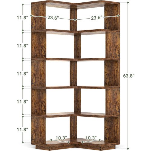Corner Book Shelf, 6-Shelf L Shaped Corner Bookshelf with Baffle