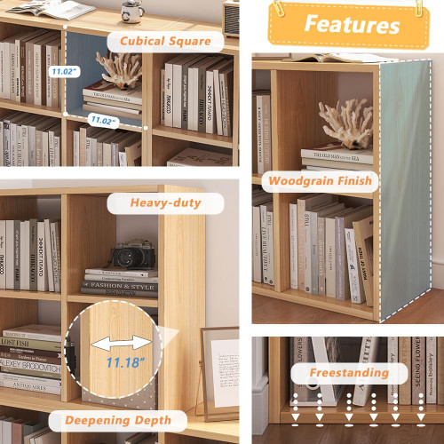 4 Cube Organizer Bookcase Oak Open Shelf