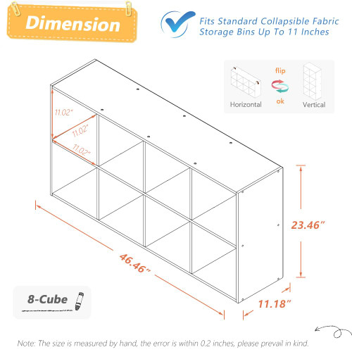 8 Cube Organizer Bookcase White Open Shelf