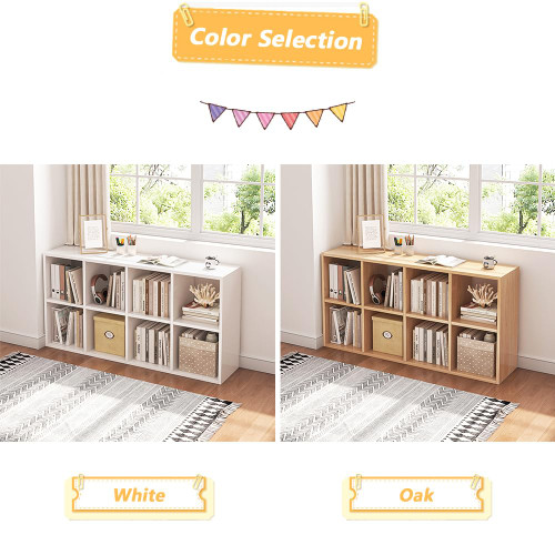 8 Cube Organizer Bookcase White Open Shelf
