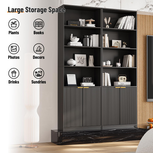 69" Tall Book Shelve Bookcases with Doors, Floor Standing 6 Shelf Display Shelves, Freestanding Shelving Unit with Closed Doors for Storage, Home Decor Furniture for Living Room Home Office