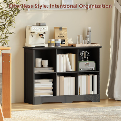 6 Cube Storage Organizer with 3 Fabric Drawers and Removable Shelves — Modular Cube Bookshelf for Bedroom, Living Room, or Home Office, Short Cube Bookcase for Toys, Decor,Black