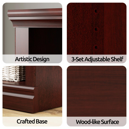 64" W Double Wide Open Shelf Bookcase, 2 Tiers 4 Storage Cube Book Case
