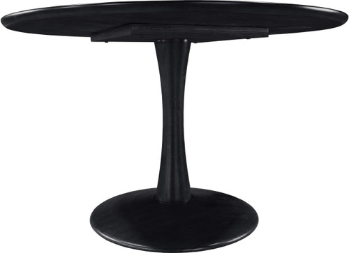 915Black-T Holly Collection Mid-Century Modern Dining Table with Rich Black Finish, Solid Wood, Oak Veneer, 48" W x 48" D x 30" H, Black