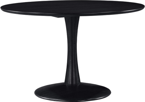 915Black-T Holly Collection Mid-Century Modern Dining Table with Rich Black Finish, Solid Wood, Oak Veneer, 48" W x 48" D x 30" H, Black