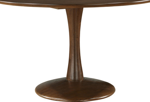 915Brown-T Holly Collection Mid-Century Modern Dining Table with Rich Brown Finish, Solid Wood, Oak Veneer, 48" W x 48" D x 30" H, Brown