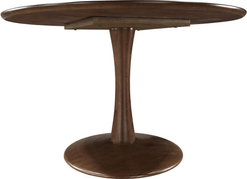 915Brown-T Holly Collection Mid-Century Modern Dining Table with Rich Brown Finish, Solid Wood, Oak Veneer, 48" W x 48" D x 30" H, Brown