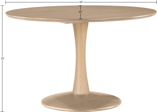 915Oak-T Holly Collection Mid-Century Modern Dining Table with Rich Natural Finish, Solid Wood, Oak Veneer, 48" W x 48" D x 30" H, Natural