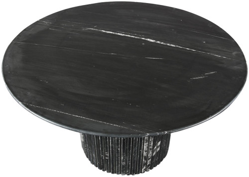 Dining Table with Handcrafted Genuine Marble, Black Marble with White Veining, 48" W x 48" D x 30" H, Black