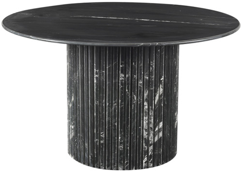 Dining Table with Handcrafted Genuine Marble, Black Marble with White Veining, 48" W x 48" D x 30" H, Black