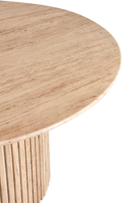 Dining Table with Handcrafted Genuine Travertine, Natural Travertine Beige Color, 48" W x 48" D x 30" H, Beige