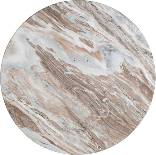 Dining Table with Handcrafted Genuine Marble, Multi Colored with Brown and White, 48" W x 48" D x 30" H, Brown