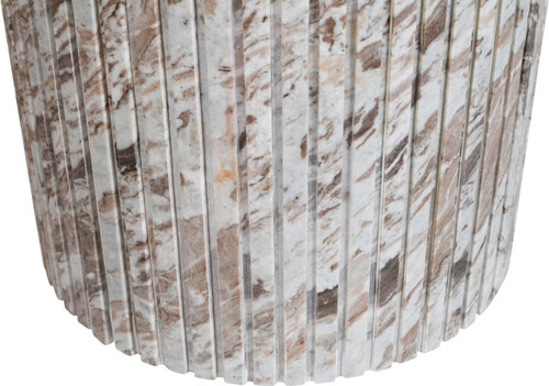 Dining Table with Handcrafted Genuine Marble, Multi Colored with Brown and White, 48" W x 48" D x 30" H, Brown