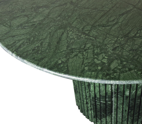 Dining Table with Handcrafted Genuine Marble, Green Marble, 48" W x 48" D x 30" H, Green