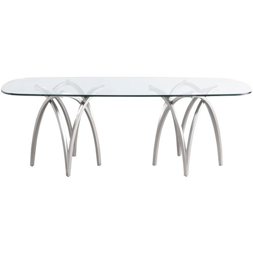 Dining Table with 15MM Glass Thickness, 87" W x 39.5" D x 30" H, Silver