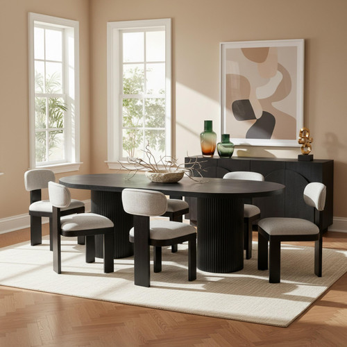 Belinda Black Oak Wood Dining Table