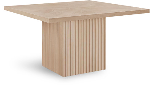 Mid-Century Modern Dining Table, Solid Wood Base, Natural Finish Oak Wood Veneer MDF Top, Square Top, Fluted Base, 54" W x 54" D x 31" H, Oak