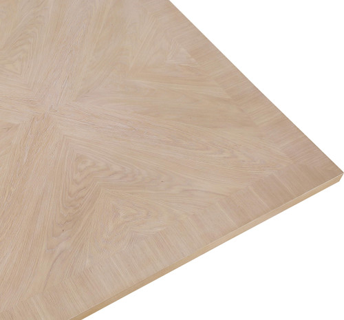 Mid-Century Modern Dining Table, Solid Wood Base, Natural Finish Oak Wood Veneer MDF Top, Square Top, Fluted Base, 54" W x 54" D x 31" H, Oak