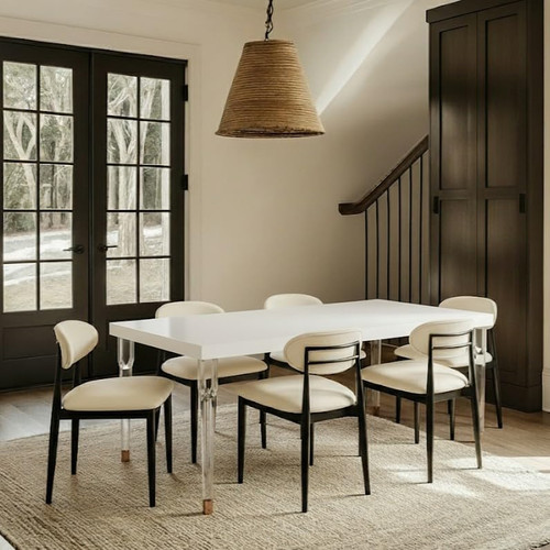 White Lacquer Dining Table, 94.5" W x 43.5" D x 30" H