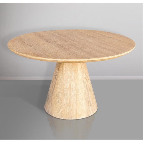 Mid-Century Modern Solid Acacia Wood Dining Table, 52" W x 52" D x 30" H