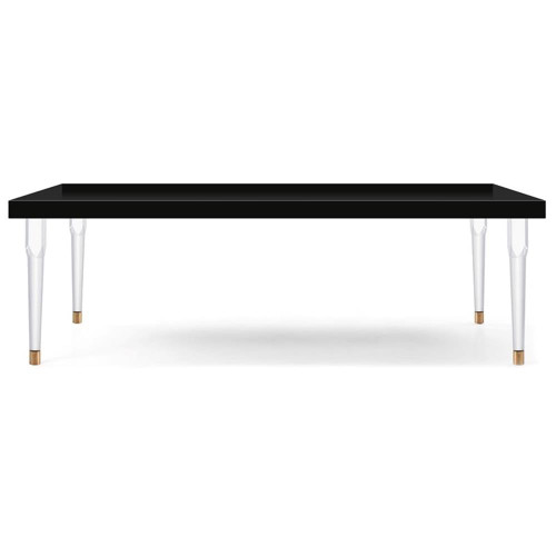 Dining Table with Black Lacquer Dining Table, Rich Acrylic Legs, 94.5" W x 43.5" D x 30" H, Black