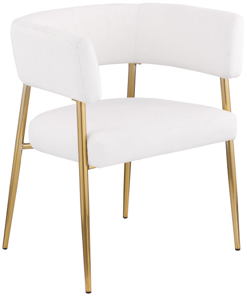 Dining Chair, Rich Cream Durable Linen Textured Fabric Upholstery, Brushed Gold Metal Frame, 24" W x 21.5" D x 29.5" H, Cream